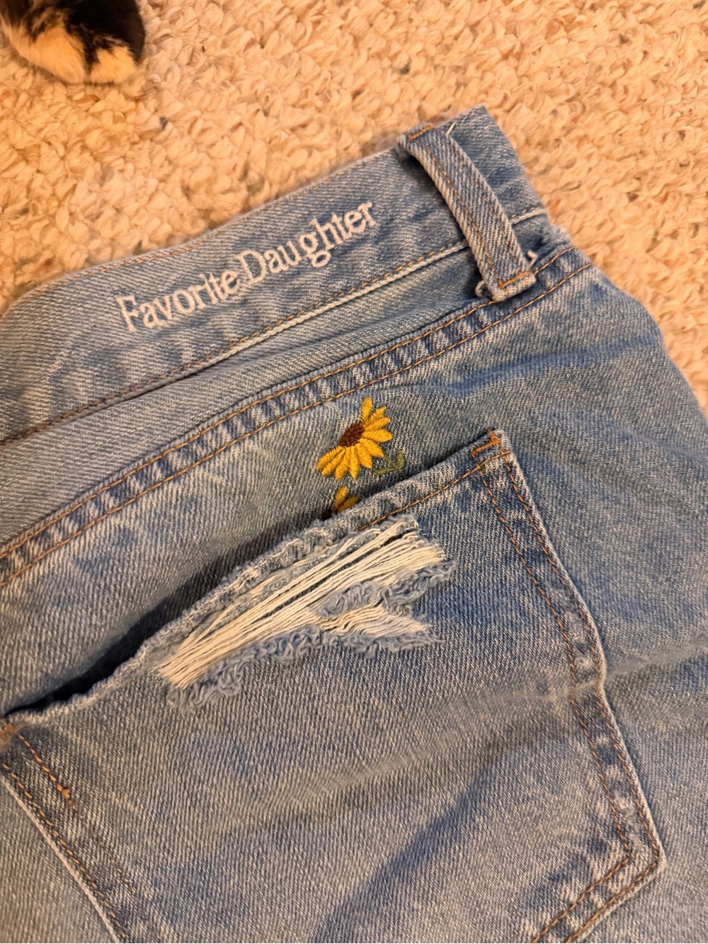Favorite Daughter Light Blue Distressed Denim Shorts - Picture 5 of 6